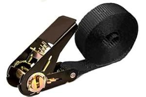 PONSA R25SF BLACK. Ratchet Strap for Moderately Heavy Loads. Real breaking resistance 4400 lb (2000kg) Length 16,4 ft (5 m). 027135025501