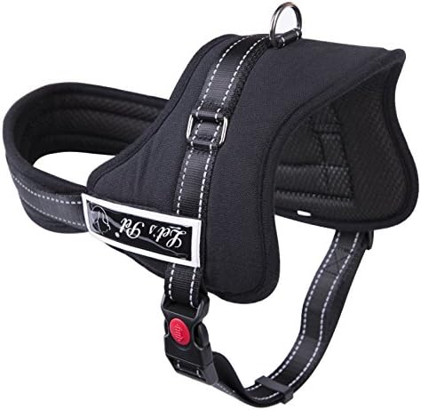 Reflective Dog Vest Harness, No Pull Walking and Training Pet Harness with Handle for Medium and Large Breed Dogs, Soft Padded, Black