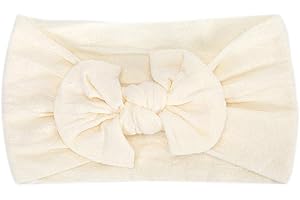 DAY8 BANDEAU FILLE 1pc Bandeau Cheveux Bébé Fille Baptême Bowknot DAY8 Bandeau Bébé Fille Naissance Cérémonie Photographie Enfant Headband élastique Fête Cadeau Naissance Bébé Anniversaire (0.5-3 ans, Beige)