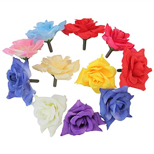 24/Set Kunst Rose Kopf Kunstblume Künstliche Rosenkopf bunt Blüte Tischdeko - 2