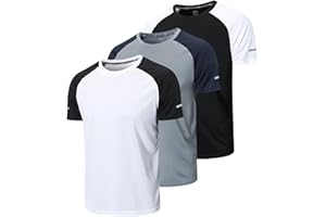 Gaiatiger 3 Piezas Camisetas Manga Corta Hombre Camiseta Deporte Hombre de Secado Rápido Respirable Ropa Gimnasio Running Fitness