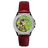 Timest - Rana - Reloj del Cuero Rojo para Mujer con piedrecillas Analógico Cuarzo CSG0122r