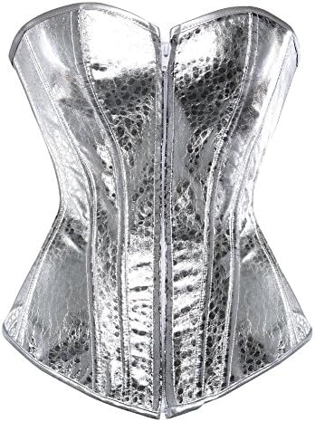 LFFW Sequins slim body shape Corset /shinning nightclub show Basque (UK(12-14) XL, Silver)