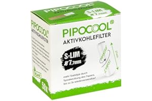 YAOVIZ PipoCool Aktivkohlefilter S-LIM ø 7,7mm, 50er Packung inkl. Zigaretten-Adapter bis zu 3x wiederverwendbar