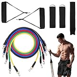 💪【Satisfacer las necesidades personales de entrenamiento】 --- El juego de bandas de resistencia de Bearbro incluye 5 bandas de resistencia, 2 asas de cojín blandas, 2 correas de tobillo suaves, un ancla de puerta y una bolsa de asas, que pueden satisfacer sus necesidades personales de entrenamiento en su pecho. espalda, caderas, abdomen, hombros, extremidades y así sucesivamente.