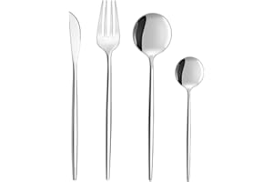 Bestdin Juego de cubertería para 6 personas, 24 piezas, de acero inoxidable, con cuchillo, tenedor, cuchara, acero inoxidable, apto para lavavajillas.