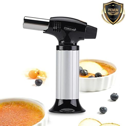 Torch Kitchen Lighter Professional Kitchen Torch Rechargeable Safety Lock Adjustable Flame Torch Torch Cooking Multifunction Butane Kitchen Torch Gas silver