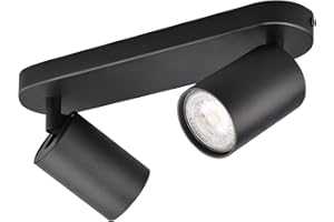 KYOTECH 2 Way LED Ceiling Light Rotatable GU10 Ceiling Spotlights Fitting GU10 Sockets Black Angle Adjustable Lighting for Kitchen Living Room and Bedroom, Bulb not Included