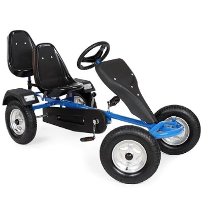 TecTake Kart à pédales Go-Kart Cart voiture à pédale gocart à 2 places bleu