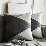 MIULEE 2er Set Kissenbezug Geometrische Zierkissenbezüge Wildlederoptik Sofa Bett Home Decorative Weich Dekorative Kissenhülle Sofakissen Schlafzimmer Grau&Weiß 45x45cm/18X18
