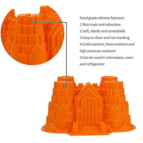 Kreative DIY Silikon-Kuchen-Form – Single Hohlraum Schloss Form Bakeware Sammlung Kuchenform (orange) - 3