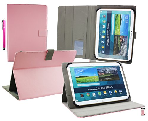 Emartbuy® Denver TIQ-11003 10.6 Zoll Tablet Universalbereich ( 10 - 11 Zoll ) Baby Rosa Multi Angle Exekutiv Folio Mappen Kasten Abdeckung mit Kartensteckplätze + Eingabestift