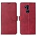 Produktbild DDJ LG G7 ThinQ Hülle,Leder Tasche Flip klappbares Case Cover Standfunktion Magnetverschluß Card Holder kristallklarer TPU Stoßstange Wallet Schutzhülle Handyhülle für LG G7 ThinQ (Rot)