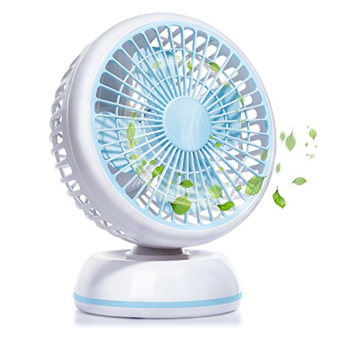 E-PRANCE USB Ventilator Tischventilator Mini Fan, Kraftvoller und Geraüscharmer, 360°/30°Winkel Drehbar mit einziehbarem USB-Kabel, 2 Geschwindigkeitsstufen,ideal für Büro Schreibtisch und Kinderzimmer,WEEE Zertifiziert,Weiß