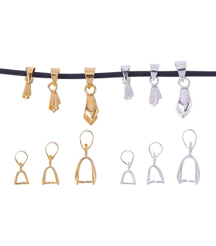 Ganci Per Ciondoli A Forma Di Foglia - 40 Pezzi In Ottone Argento E Oro