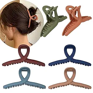 FAMEZA ?Hair Claw Clip 6 Color Hair Jaw Clamp Clips 4.3 Inch Nonslip Hair Claw Strong Hold Matte Butterfly Clip Clamp Hair Styling Accessories for Women Girls Thin Thick Fine Hair
