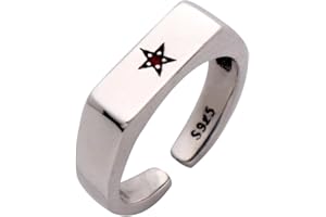 FORFOX Anello mignolo stelle con ziconia cubica in argento sterling 925 per uomo donna regolabile