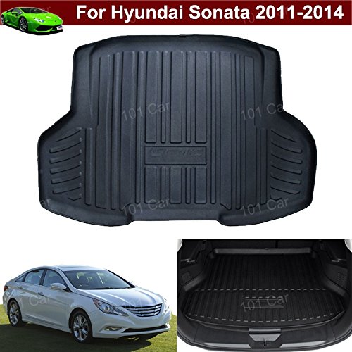 Yilaite 1pcs Luxury Leather Car Boot Mat Boot Tray Rear Trunk Cargo Liner Cargo Mat Cargo Tray Floor Mat Carpet For Sonata 2011 2012 2013 2014