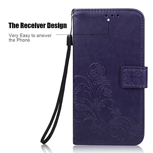 Samsung Galaxy J7 2017 Custodia, achoTREE Fortunato Fiore Cover in Pelle per Galaxy J7 2017, TPU & PU Caso + [3 morbido Nano-tecnologia Pellicola protettiva], Porpora 5.5 Pollici