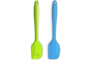 SMIRAIN 𝗚𝗹𝗼𝗿𝘆𝗼𝗿® Spatole in Silicone, Leccapentole Dolci, Set Lecca Pentole, Kit Spatola da Cucina Utensili, Resistente al Calore Antiaderenti Attrezzi in Silicone, Blu e Verde, 27cm