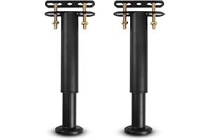 Riobby Bed Support Legs Adjustable Legs, Metal Furniture Foot Retractable Heavy Duty Bed Center Frame Slat Support Leg for Cabinet Sofa Bed Frame Replacement Parts 18cm - 33cm (Black 2 Pack)