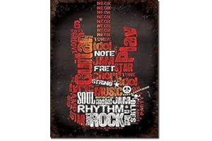 RIFOSA 12"x8" Guitar Inspiration Instruments Fender Guitar Distressed Retro Tin Metal Sign