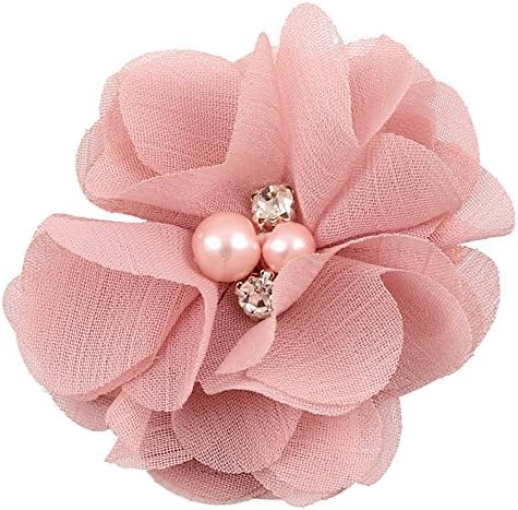 10 Pack Handmade Pearl Drill Flower Hair Clip,Red Bean Paste