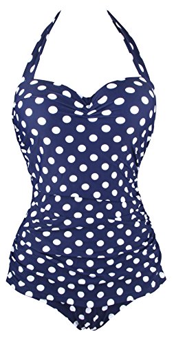Aixy Mujer 50s Retro Vintage Polka Traje de Baño una Pieza Monokinis Bañadores