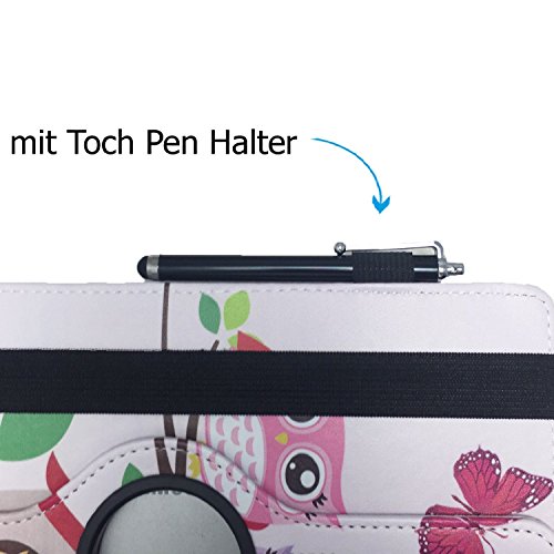 Archos 101b Oxygen – 10.1 Zoll Drehbare Tablet Schutztasche mit Standfunktion + Touch Pen – 10.1 Zoll Baby Eulen 360° - 7