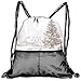 Produktbild RAINNY Drawstring Backpacks Bags,Romantic Vintage Year Scenery with Reindeer Tree and Star Religious Design Image,5 Liter Capacity,Adjustable