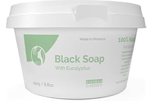 Fatima's Garden Savon Noir à l'Eucalyptus - Nettoyant Purifiant, 250g