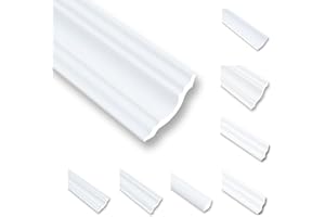 MDEKOR NK50 Moulures de plafond en polystyrène XPS - 20 m - Baguette de finition blanc - 50 x 50 mm - Profilés décoratifs en polystyrène - Moulures décoratives
