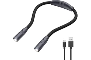 Lampada LED da Lettura, ORIA Luce per Lettura Ricaricabile a Mani Libere con 3 Modalità di Illuminazione, Bracci Pieghevoli, 4 LED Lampadine, Cavo USB Incluso per Lettura, Lavoro a Maglia, Campeggio