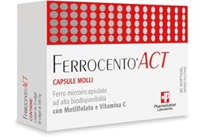 P PHARMASUISSE LABORATORIES Ferrocento® ACT Integratore Alimentare per Carenze nutrizionali di Ferro, Acido Folico, Vitamina C - Ottimale per Donna in Gravidanza e Allattamento - Ferro microincapsulato con ottima tollerabilità