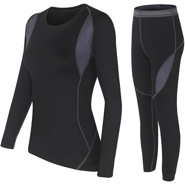 CheChury Sous-Vêtement Thermique Femme - Haut Manches Longues Et Pantalon - Coton/Spandex - Pour Ski Et Sport Hiver