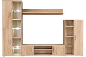 vidaXL Meblościanka pod TV z oświetleniem LED, dąb sonoma