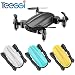 Produktbild Teeggi T10 Mini-Drohne mit HD-Kamera Live-Video FPV-Geste Selfie, Faltbare Micro Pocket Drohne für Kinder und Anfänger, RC Quadcopter mit App-Steuerung, Höhenlage, 3D-Flips, Headless-Modus (SCHWARZ)