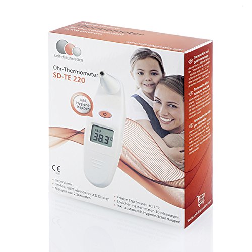 Digitales Ohrthermometer SD-TE 220 von self-diagnostics - Infrarot Ohr Thermometer für Baby, Kind, Erwachsene