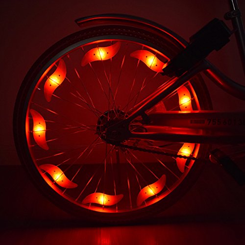 Riao-Tech 4er Set Fahrrad Speichenlicht Fahrradreflektoren, LED Speichenleuchten mit 3 Leuchtmodi Rot Red - 6