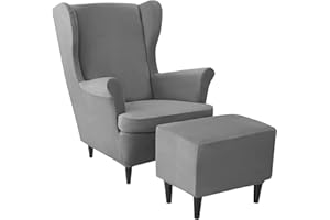 AQIGR Fodera Copripoltrona con Orecchie Elasticizzato con Copri Pouf, Rosa/Giallo/Verde Poltrona Protettiva 2 pezzi Copripoltrona 1 pezzo Copri Poggiapiedi Fodera per Cuscino Lavabile Rimovibile per Bar Sog