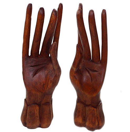 budawi® - Schmuckhand 2er-Set aus Sonoholz, Ringhalter Hand aus Holz, Schmuckständer Schmuckhalter