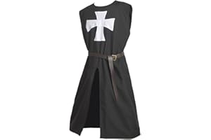 BLESSUME Costume Tunique Chevalier Médiéval Croisé Templier Carnaval LARP Cospaly