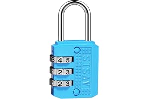 SISAV 3 Digit Combination Lock,Gym Padlock,Outdoor Padlock,Suitable for School Lockers,Tool Boxes,Travel Backpack,Hasp(Blue 1pack)