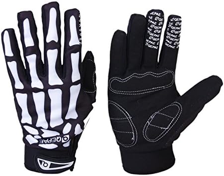 Full Finger Gloves Bicycle Motocycle Riding Sport Skeleton Pattern Warm Men Black and white--L