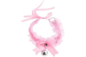 Fxaelian Punk Gothic Lace Chocker with Bell Bow Cosplay Lace Necklace Collar