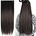 Gleader Clip in on hair Straight Tail extensions New human heat resistant fibe - Dark Brown (60cm)