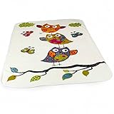 Decke Kinderdecken Niedliche Eulen Creme Bunt Kuscheldecke Spieldecke, Grösse:155x215 cm
