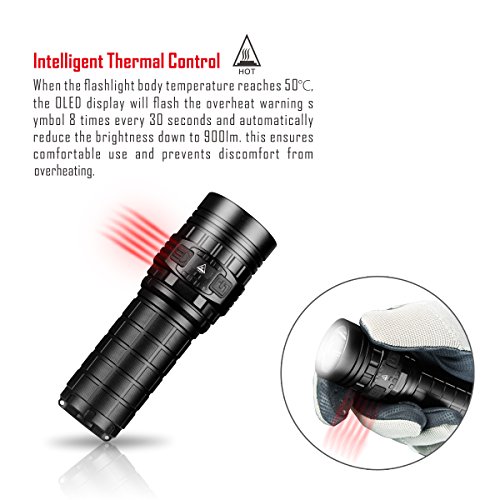 IMALENT DN70 Multi-Level-Ausgang Tactical Cree LED Taschenlampe 3800LM Max Output OLED Display USB aufladen Taschenlampe Lichter mit 4500mAh 26650 Akku und Ladekabel - 6
