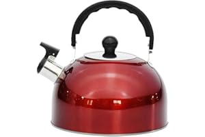 EMUKOEP 3L Stainless Steel Bottle Lightweight Whistling Kettle for Camping Trips Hiking Cooking Barbecue Festival (red)