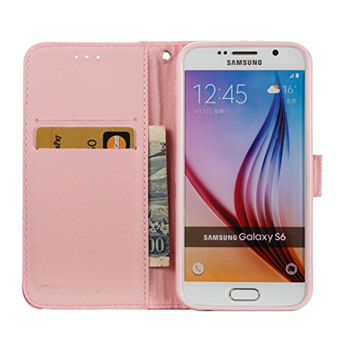 Samsung Galaxy S6 Leder Hülle,Galaxy S6 Book Case,TOYYM Folio PU Leder Wallet Tasche Case mit Standfunktion Karteneinschub und Magnetverschluß,Notebook Flip Cover Brieftasche Handytasche Innere Bumper Back Case Etui Hüllen für Samsung Galaxy S6,Beauty - 5
